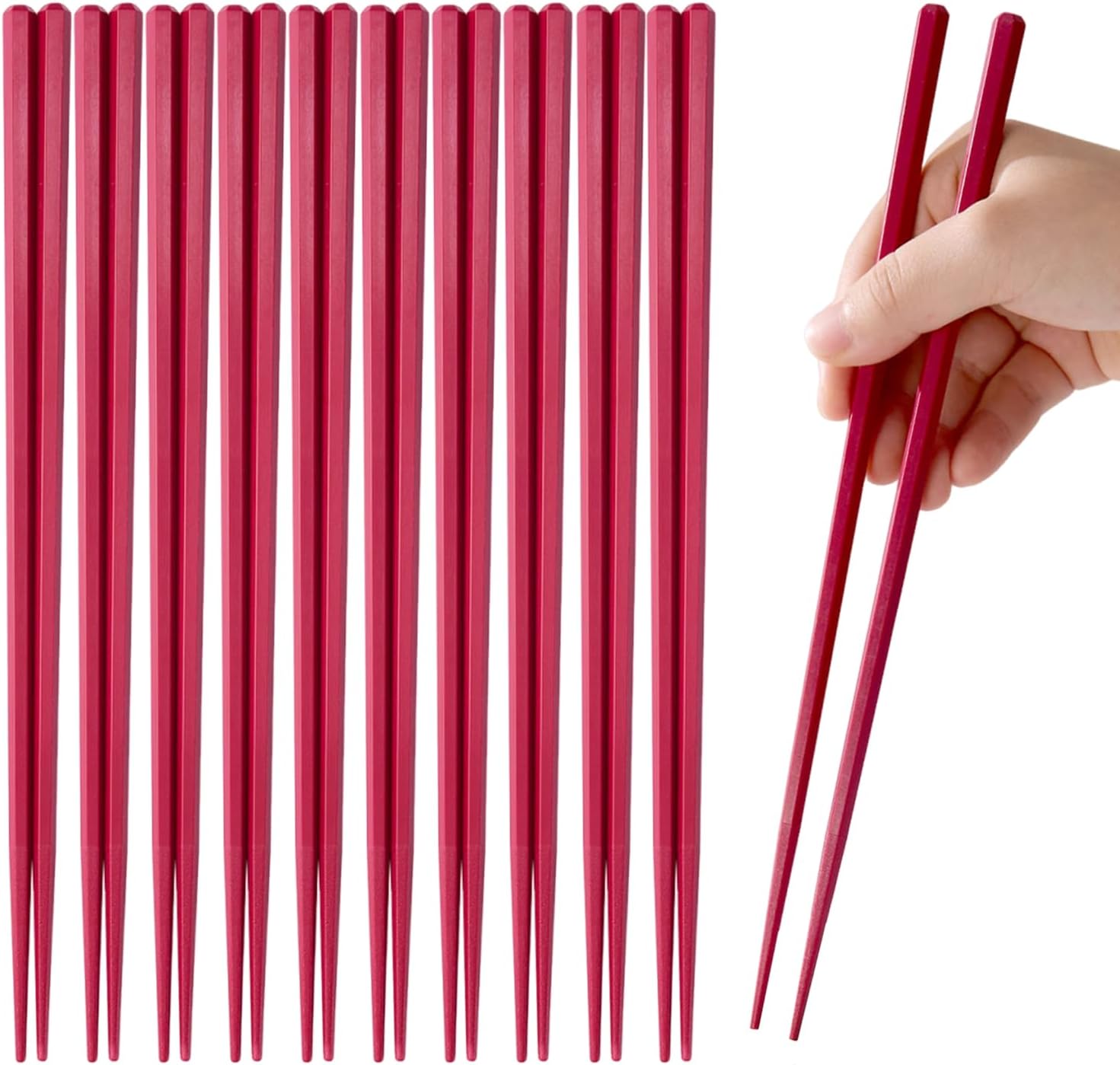Reusable Fiberglass Chopsticks — Red (10 Pairs)